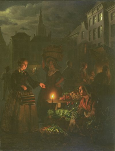 The Vegetable Stall by Petrus van Schendel